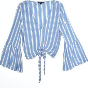 American Eagle Outfitters V-Neck Crop Top with Bell Sleeves - Medium